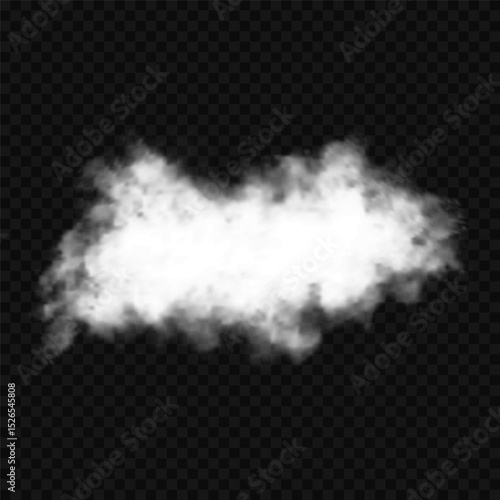 White realistic isolated steam or cloud on transparent background. Cloud, nature sky or food smoke symbol. Weather element or pattern art. Cloud texture, fire smoke wave, foggy nature. Cloud png