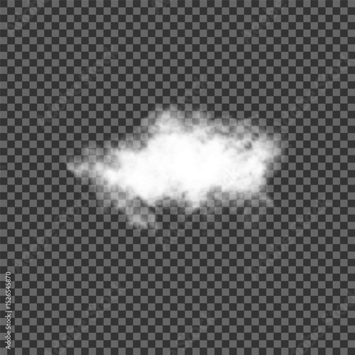 White realistic isolated steam or cloud on transparent background. Cloud, nature sky or food smoke symbol. Weather element or pattern art. Cloud texture, fire smoke wave, foggy nature. Cloud png