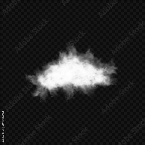 White realistic isolated steam or cloud on transparent background. Cloud, nature sky or food smoke symbol. Weather element or pattern art. Cloud texture, fire smoke wave, foggy nature. Cloud png