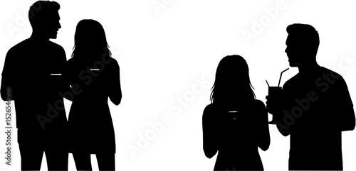 man and woman drinking silhouette vector, on white background. vector illustration design.
