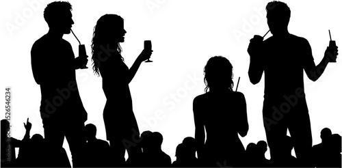 man and woman drinking silhouette vector, on white background. vector illustration design.
