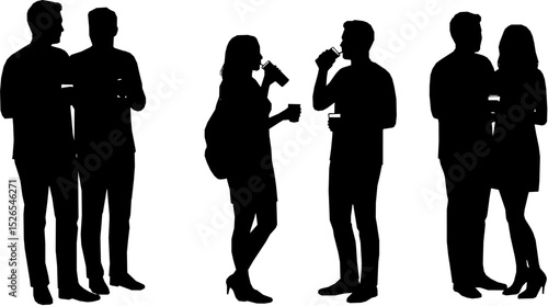 man and woman drinking silhouette vector, on white background. vector illustration design.
