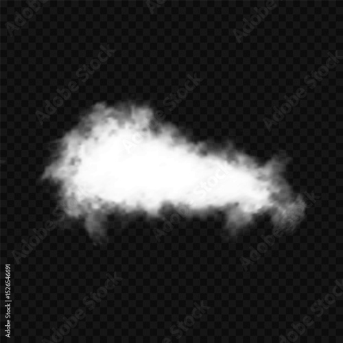 White realistic isolated steam or cloud on transparent background. Cloud, nature sky or food smoke symbol. Weather element or pattern art. Cloud texture, fire smoke wave, foggy nature. Cloud png