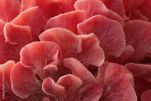 Crimson Delight A Stunning Close Up of Oyster Mushrooms