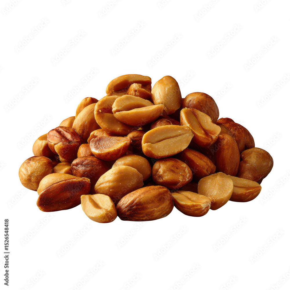 Obraz premium Roasted peanuts pile isolated on transparent background