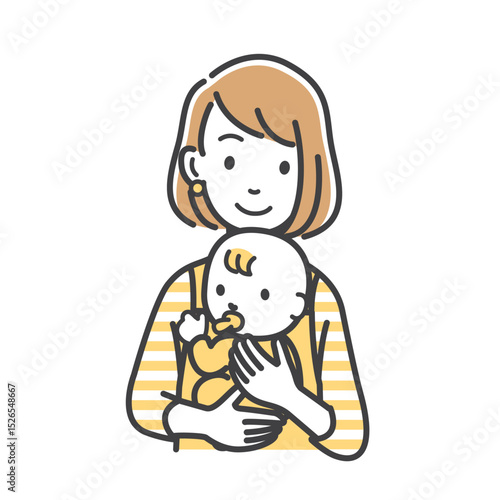 赤ちゃんを抱っこする若い主婦