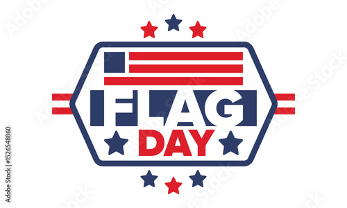 National Flag Day in United States. Holiday celebrated annual June 14 in USA. Patriotic style design with american flag. Poster, greeting card, banner and background. Vector illustration