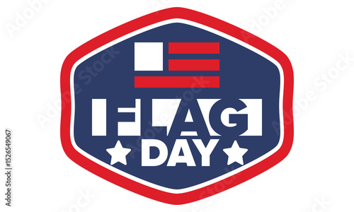 National Flag Day in United States. Holiday celebrated annual June 14 in USA. Patriotic style design with american flag. Poster, greeting card, banner and background. Vector illustration