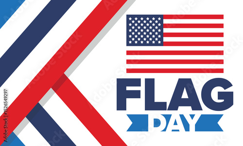 National Flag Day in United States. Holiday celebrated annual June 14 in USA. Patriotic style design with american flag. Poster, greeting card, banner and background. Vector illustration