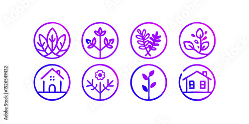 Elegant Botanical Home Design Minimalist Line Art Icons for Interior Decor & Nature Inspired Projects