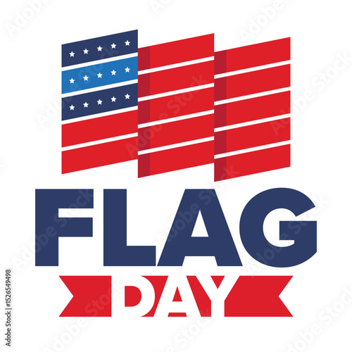 National Flag Day in United States. Holiday celebrated annual June 14 in USA. Patriotic style design with american flag. Poster, greeting card, banner and background. Vector illustration