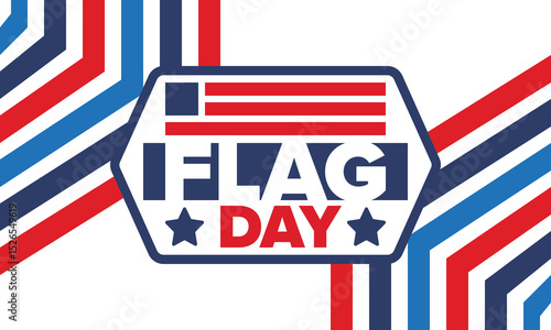 National Flag Day in United States. Holiday celebrated annual June 14 in USA. Patriotic style design with american flag. Poster, greeting card, banner and background. Vector illustration