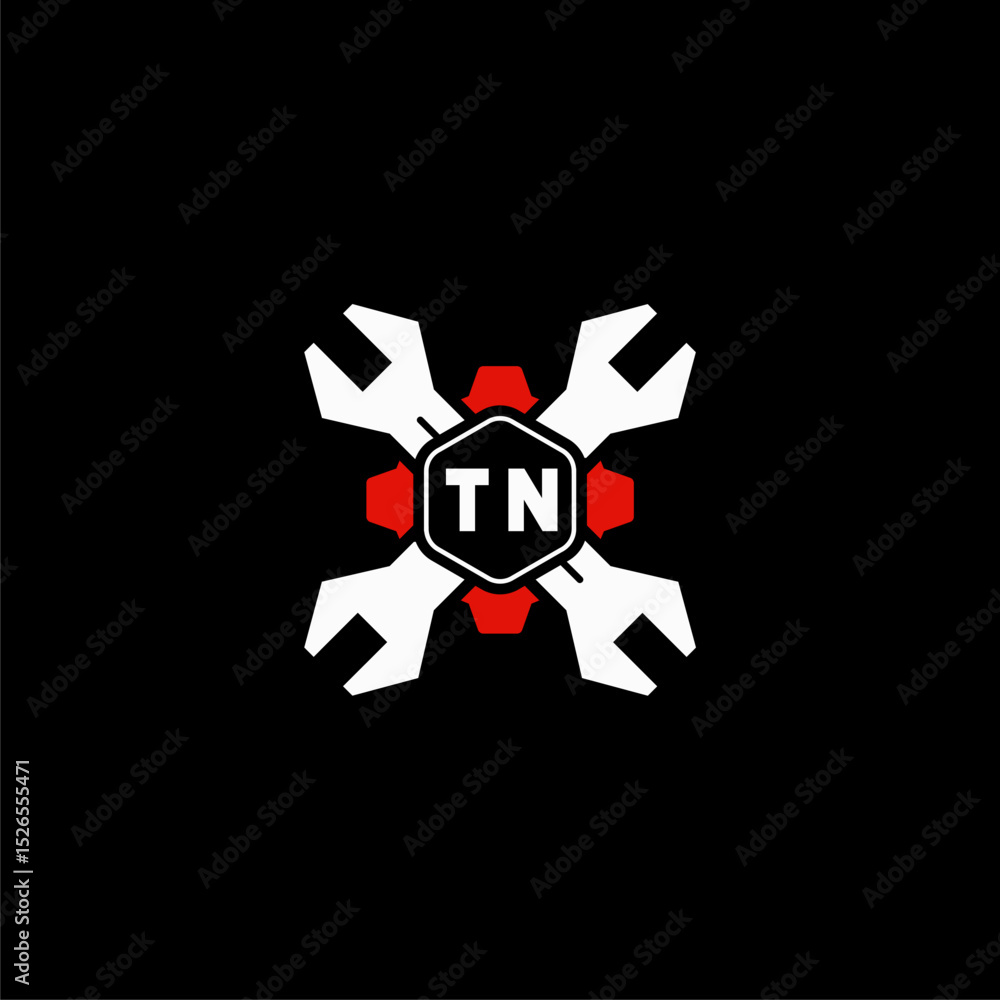 Fototapeta premium TN Initials Vektor Stok Otomotif Logo Design