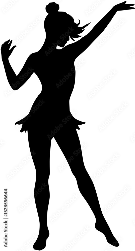 Silhouette of a graceful dancer in a dynamic pose Silhouette of a graceful dancer in a dynamic pose
