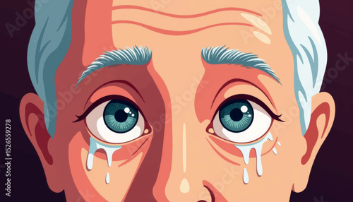Elderly man shedding tears, emotional expression of sorrow