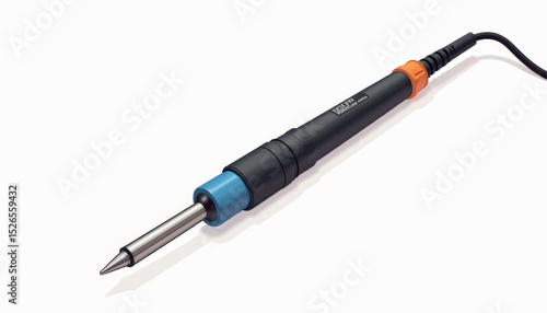 Sleek soldering iron illustration on white background, precision equipment