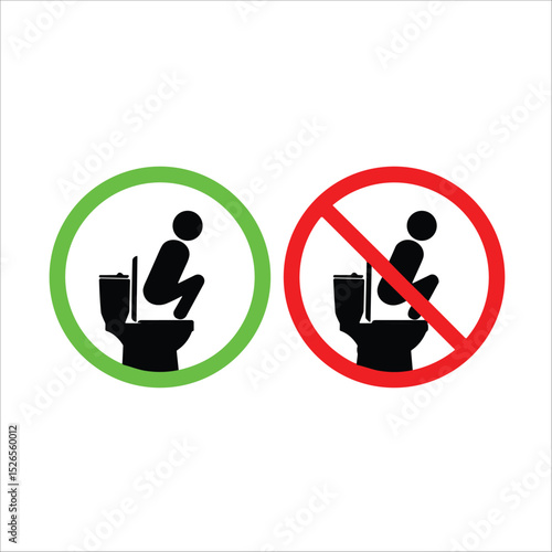 Do not do in the bathroom, do not rise on the toilet, don't play in the bathroom, don't raise legs
