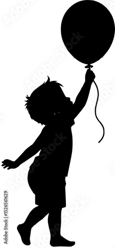 Child's Joy: Silhouette of Boy with Balloon
