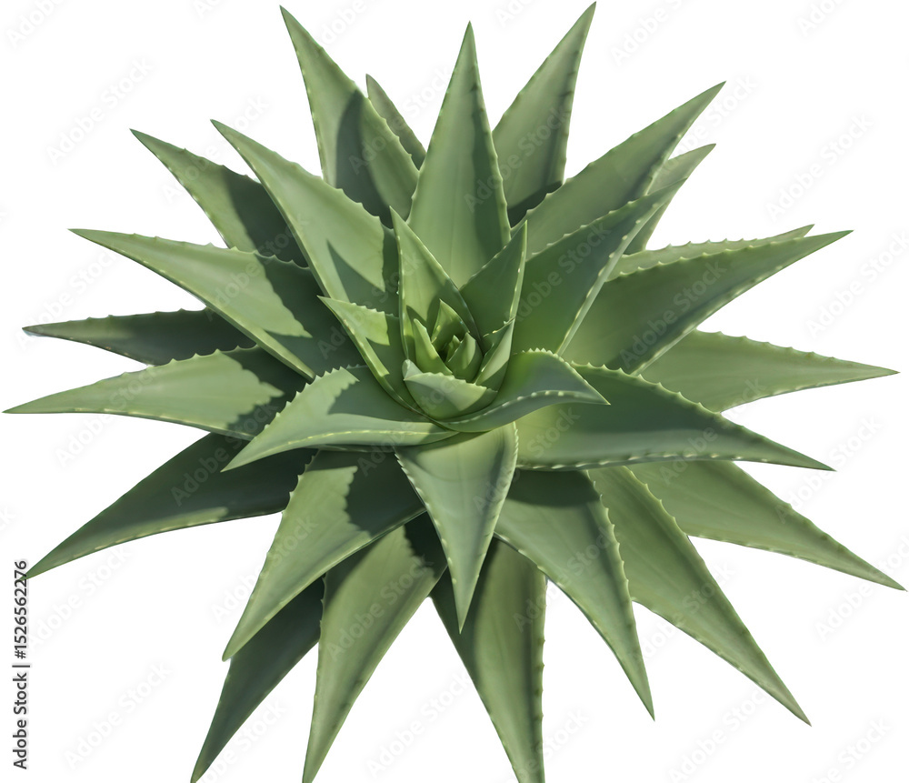 Fototapeta premium Lush Green Aloe Vera Plant Succulent Tropical Flora Desert Botanical Detailed Close Up