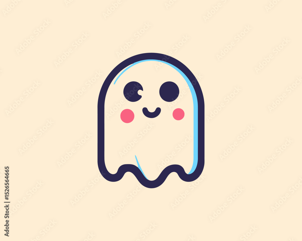 Fototapeta premium Simple ghost icon in halloween concept illustration