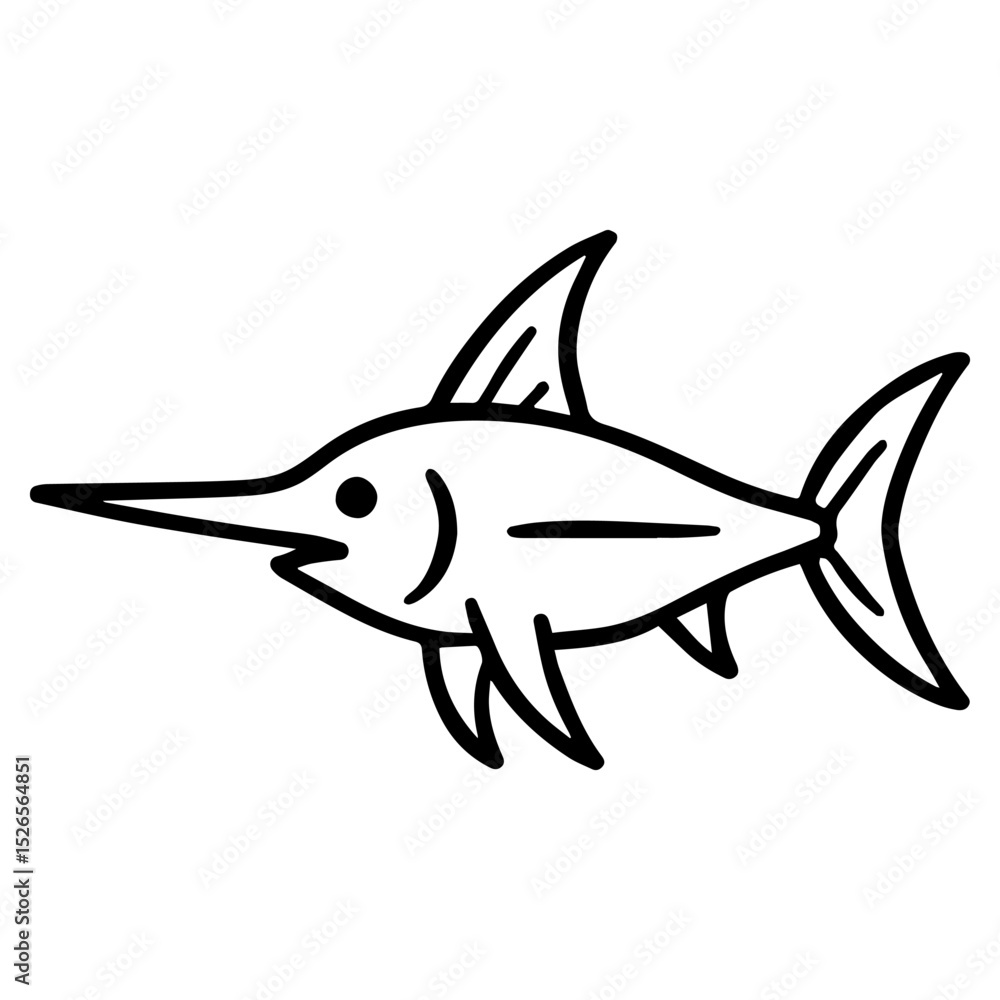 Obraz premium swordfish vector realistic line icon on white background Vector line icon animal, wildlife