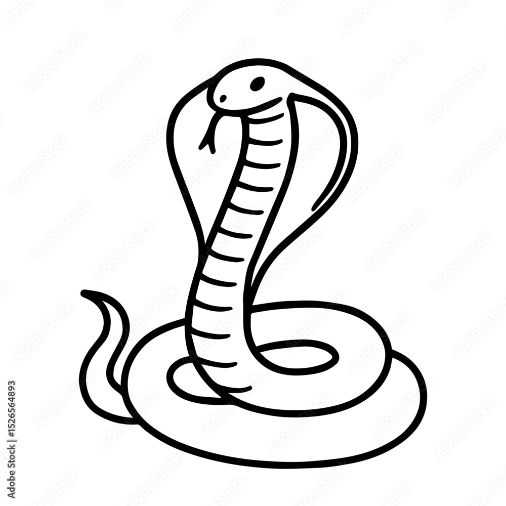 Fototapeta premium cobra vector realistic line icon on white background Vector line icon animal, wildlife