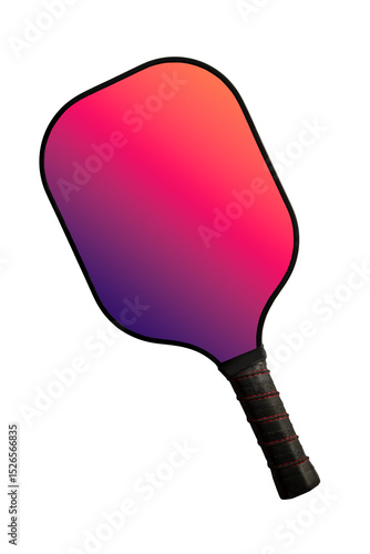 Vibrant gradient pickleball paddle with modern black handle isolated on transparent background.