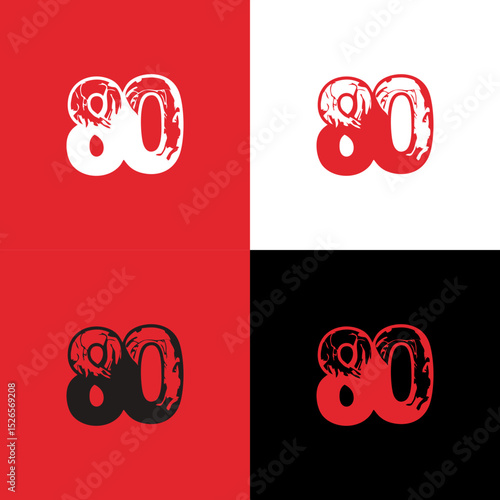 Four Style Variant of Number 80 in Contrast