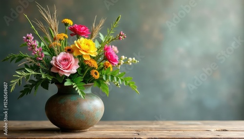 Wallpaper Mural Wildflowers, ferns, and grasses in a rustic vase , elegant, greenery Torontodigital.ca