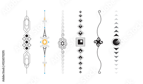 dividers doodle set. Wedding decorative elements. Divider ornament, borders, vintage line separators. Hand drawn vector illustration isolated on white background