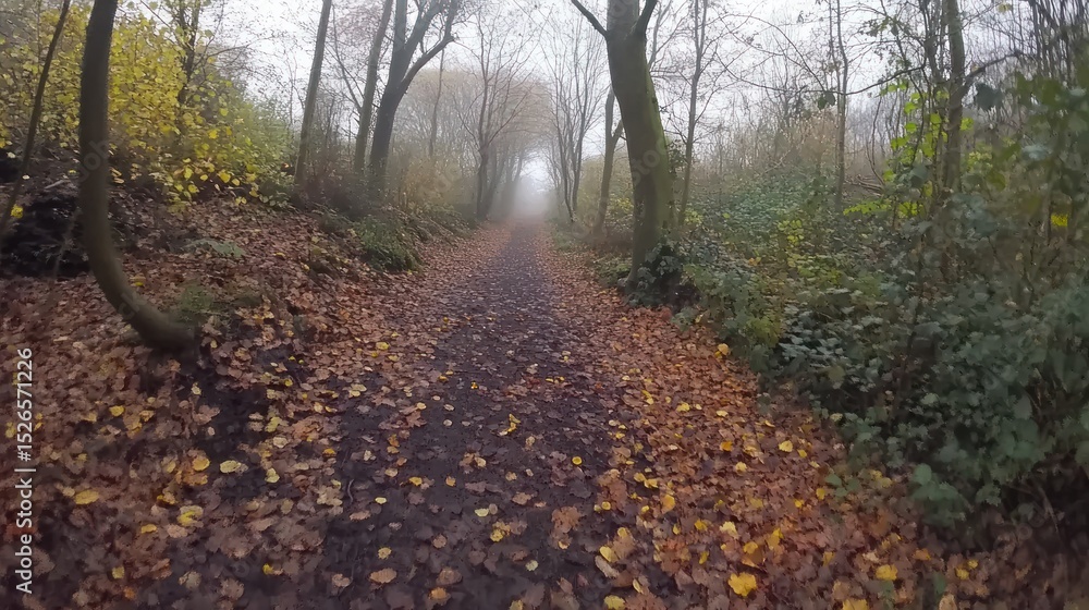 Obraz premium Foggy Autumn Forest Path