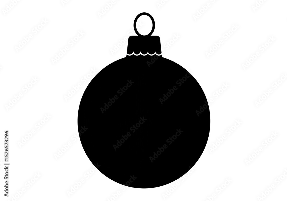 Isolated black silhouette of a christmas ornament with a round body and a small loop on top Isolated black silhouette of a christmas ornament with a round body and a small loop on top