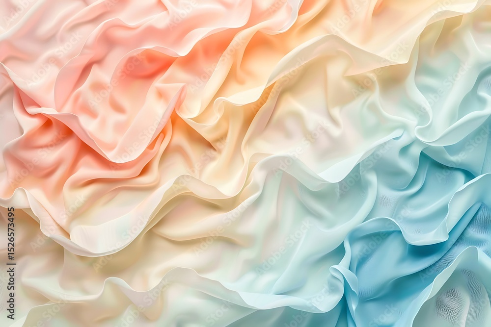 Obraz premium A pastel dream of peach, cream, and sky blue silk, swirling in soft, gentle folds