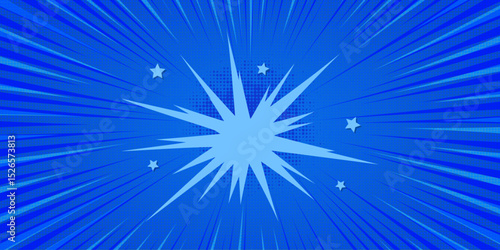 Blue comic book pop art background.