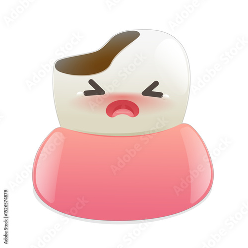 This cartoon illustration features a broken tooth character expressing pain, highlighting common dental issues in a fun and engaging way.