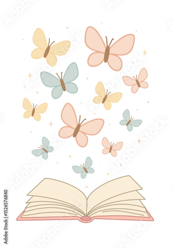 vector illustration the butterfly that came out of the book transparent background. suitable for banner, poster, social media, wallpaper and background.