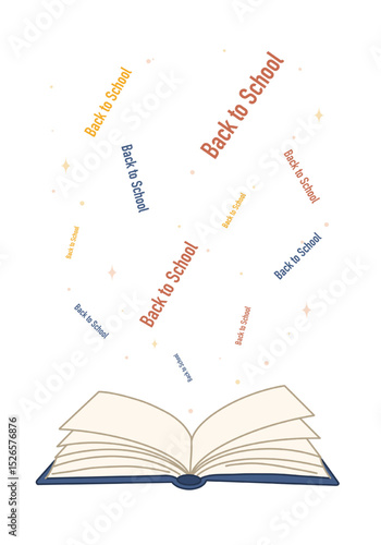 vector illustration the BACK TO SCHOOL writing comes out of the book transparent background. suitable for banner, poster, social media, wallpaper and background. Back to School themed
