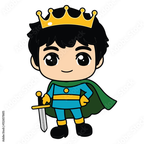 Charming Chibi Character in Royal Prince Clothes