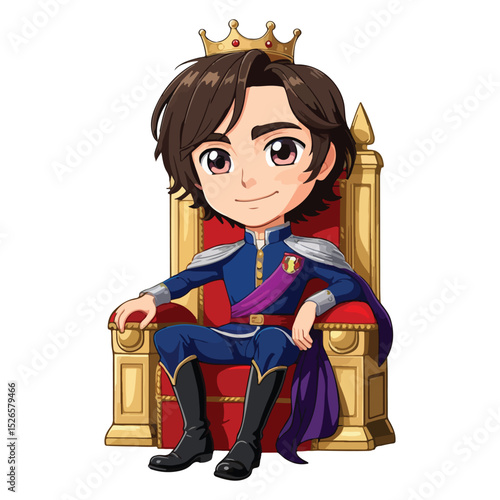 Little Royal Prince with Magical Wand Vector Icons