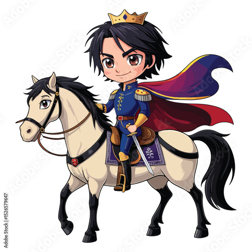 Chibi Boy Character in Regal Outfit Icon Bundle

