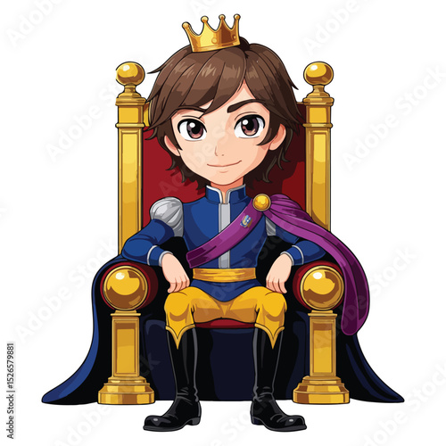 Charming Cartoon Prince Boy in Royal Pose Icons