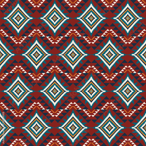 American tribal ethnic native pattern seamless.Traditional Navajo,Aztec,Apache,Southwest and Mexican style fabric pattern.Abstract vector motif pattern.For fabric,clothing,blanket,woven,wrap,decorate.