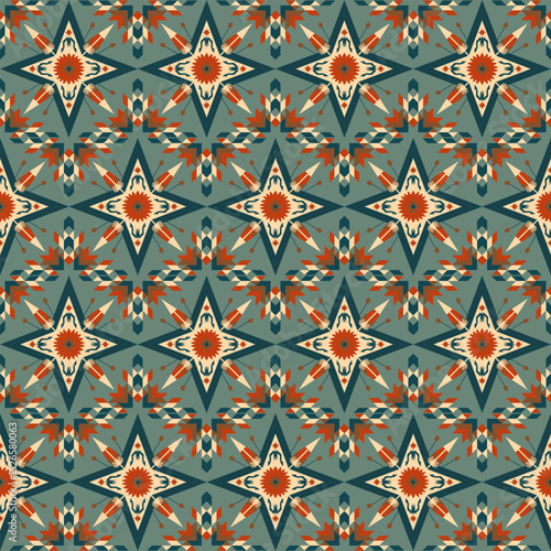 American tribal ethnic native pattern seamless.Traditional Navajo,Aztec,Apache,Southwest and Mexican style fabric pattern.Abstract vector motif pattern.For fabric,clothing,blanket,woven,wrap,decorate.