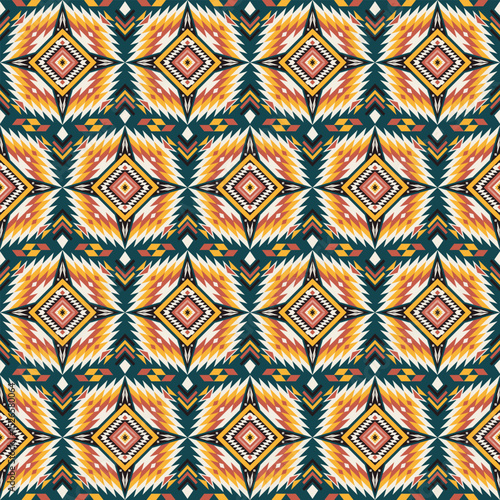 American tribal ethnic native pattern seamless.Traditional Navajo,Aztec,Apache,Southwest and Mexican style fabric pattern.Abstract vector motif pattern.For fabric,clothing,blanket,woven,wrap,decorate.