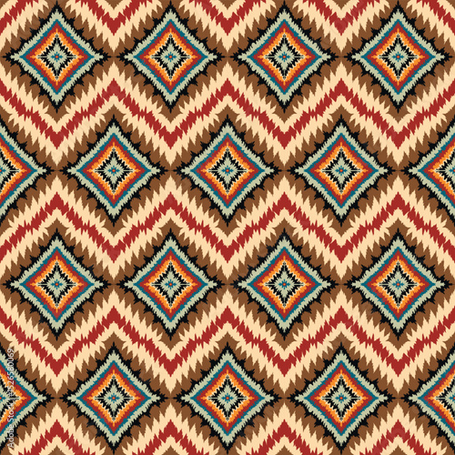 American tribal ethnic native pattern seamless.Traditional Navajo,Aztec,Apache,Southwest and Mexican style fabric pattern.Abstract vector motif pattern.For fabric,clothing,blanket,woven,wrap,decorate.