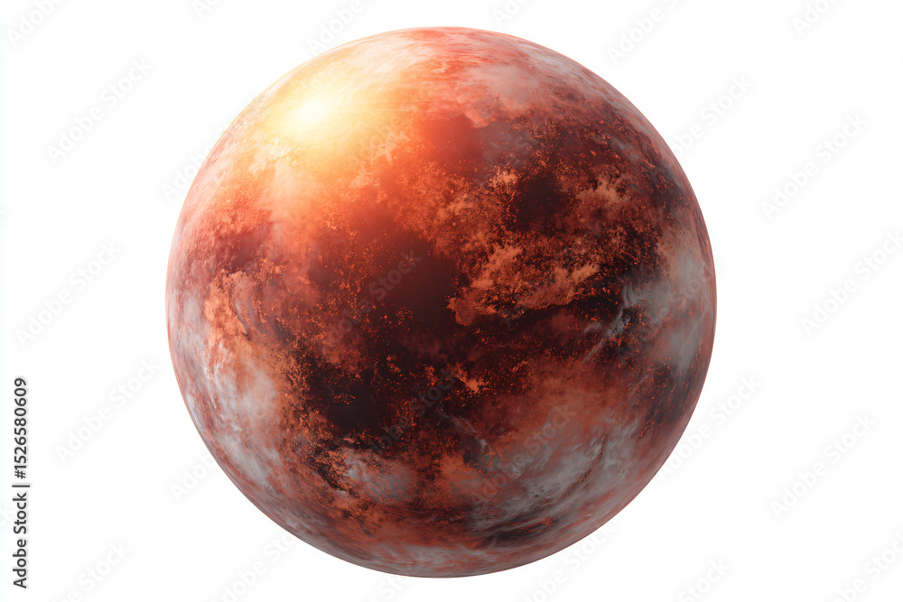 Fototapeta premium a red planet with a white background