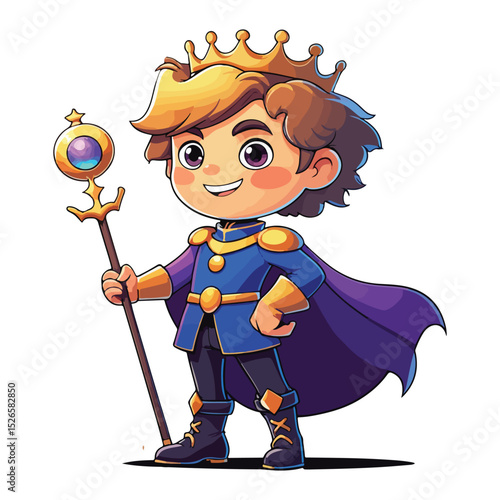 Charming Royal Prince Character in Chibi Pose Icons