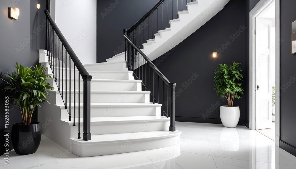 Fototapeta premium Modern spiral staircase in a bright interior