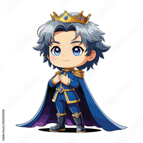 Fantasy Boy Prince in Magical Outfit Icon Set