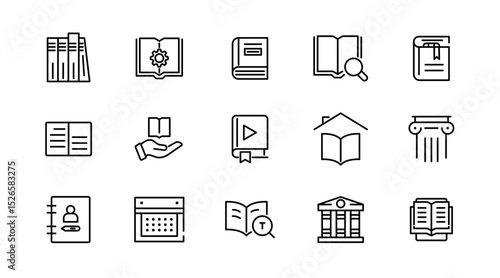 Book and reading linear icon set. knowledge, library, dictionary, ebook, school, paper, success, achievement, thinking, light bulb, genius idea outline vector icon set. UI thin line icon pack.